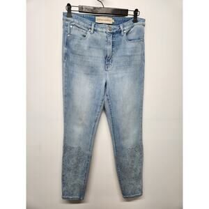 Soft Surroundings Women's Light Blue Skinny High Waist Jeans, Sz 12. Embroidered